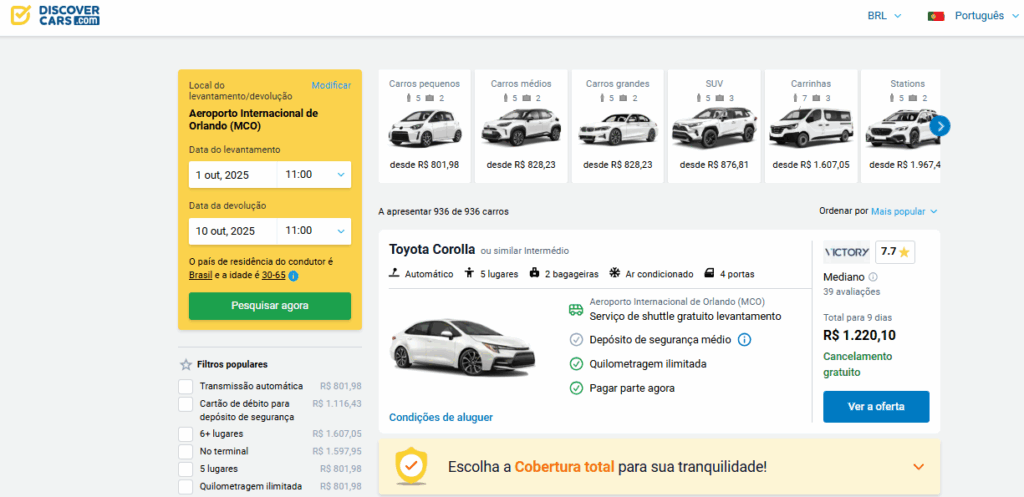 Como alugar um carro na Discover Cars?