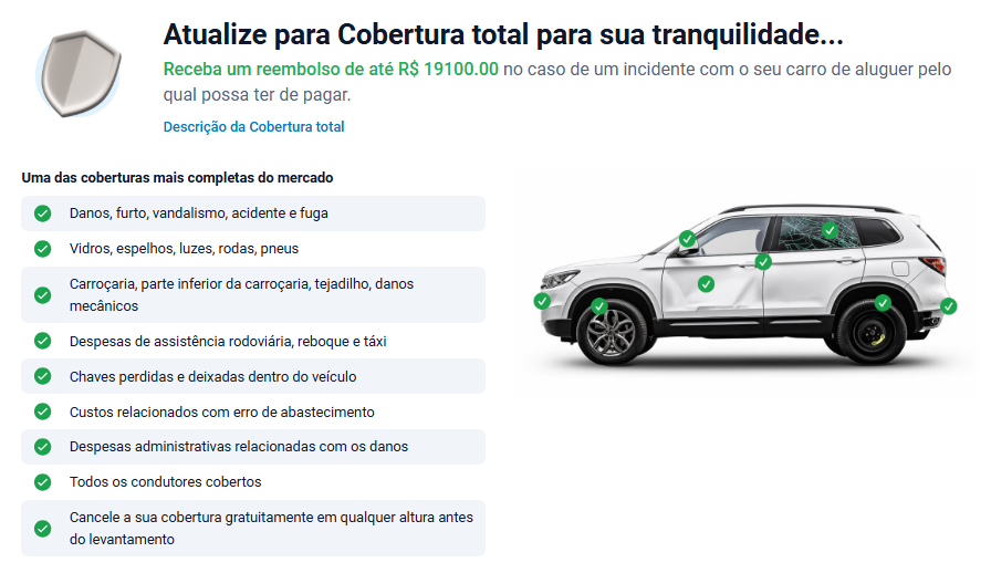 Seguro com cobertura total da Discover Cars