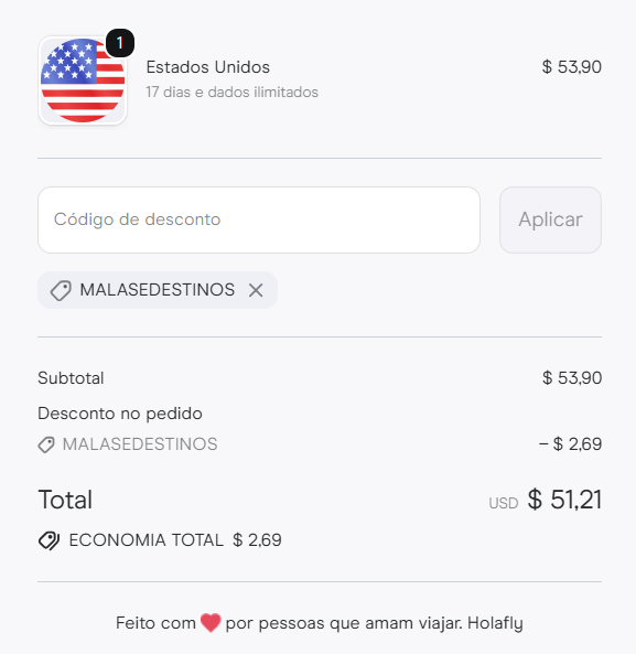 Cupom de desconto Holafly